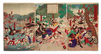 (SINO-JAPANESE WAR.) Collection of 24 three-panel Senso-e color woodblock prints.